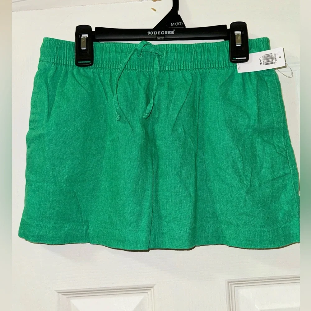 Old Navy Girls Green Linen Blend 2 Piece Top Skirt Set L 10/12 NWT